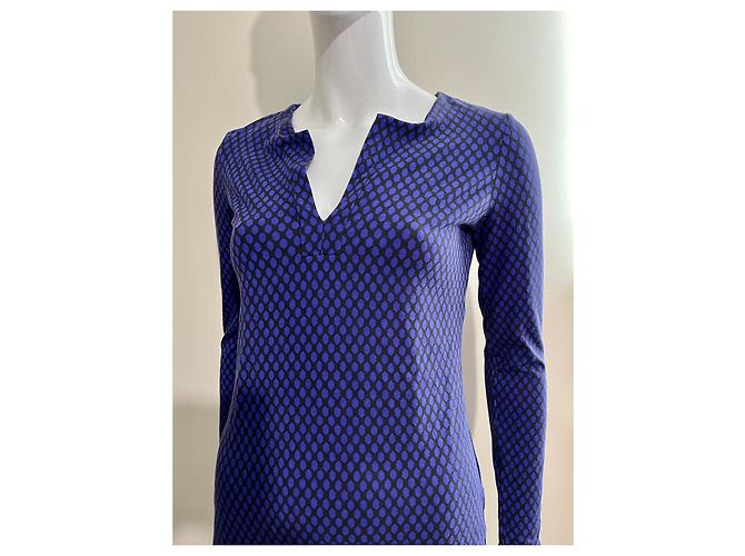 Diane Von Furstenberg DvF Reina US Abito lungo in jersey di viscosa nero e viola - vista 3