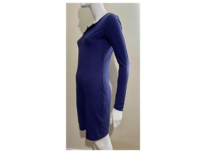 Diane Von Furstenberg DvF Reina US Abito lungo in jersey di viscosa nero e viola - vista 4