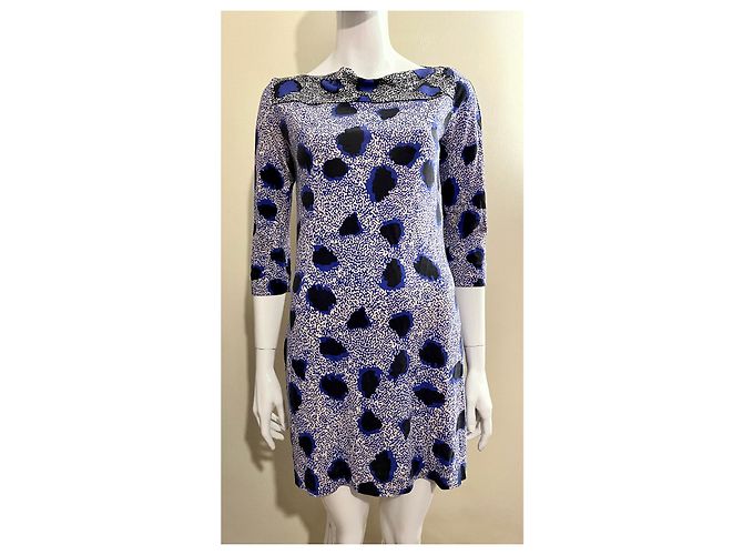 Diane Von Furstenberg Abito DvF Ruri in jersey di seta blu bianco e nero Multicolore - vista 2