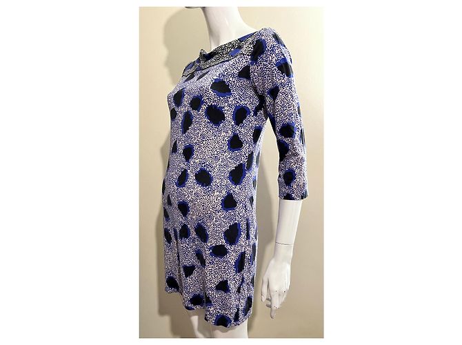 Diane Von Furstenberg Abito DvF Ruri in jersey di seta blu bianco e nero Multicolore - vista 3