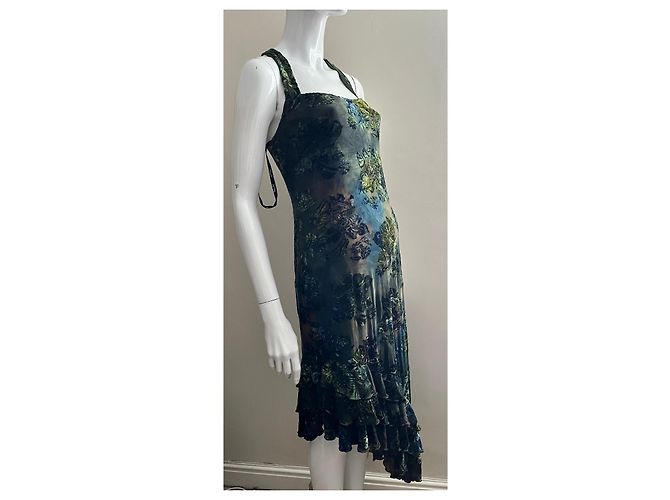 Joseph Ribkoff Asymmetrisches Abendkleid aus Samt und Spitze Grün Olivgrün Hellgrün Dunkelgrün - Ansicht 3