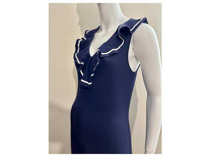 Ralph Lauren Maxi abito marittimo in blu navy e bianco - vista 2