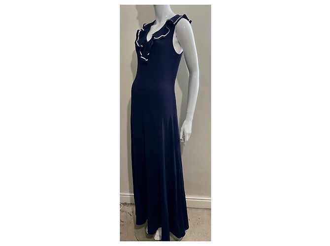 Ralph Lauren Maxi abito marittimo in blu navy e bianco - vista 3