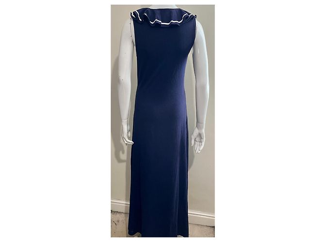 Ralph Lauren Maxi abito marittimo in blu navy e bianco - vista 4