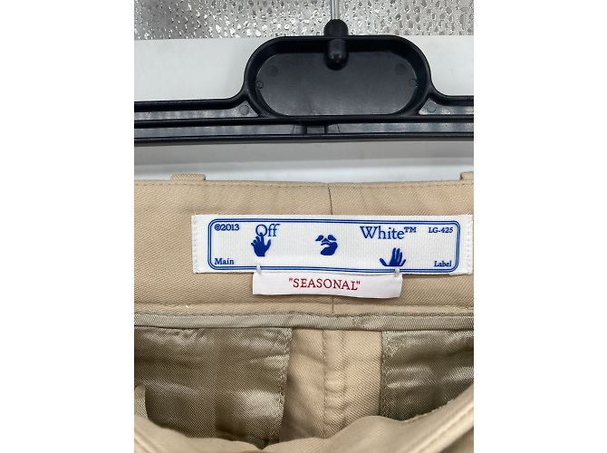 Off White Pantaloni Off-White T.FR 48 Cotone Beige - vista 3