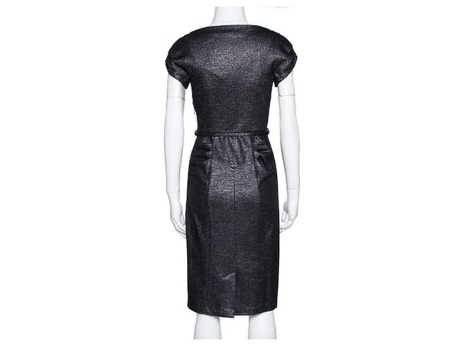 Diane Von Furstenberg DvF Ellen Marie Vintage-Glitzerkleid mit Gürtel Schwarz Silber - Ansicht 3