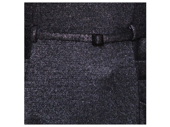 Diane Von Furstenberg DvF Ellen Marie Vintage-Glitzerkleid mit Gürtel Schwarz Silber - Ansicht 4
