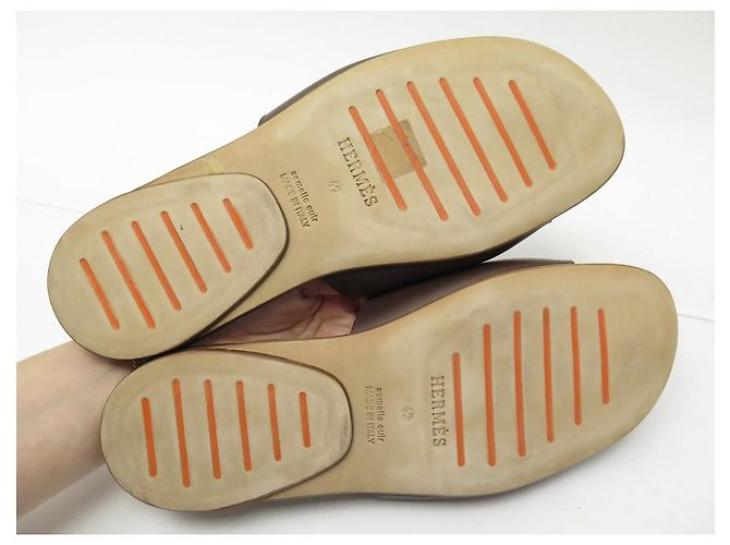 Hermès SCARPE TRAFORATE LOGO H HERMES 42 SCARPE TRAFORATE MULES SANDALI Marrone - vista 3