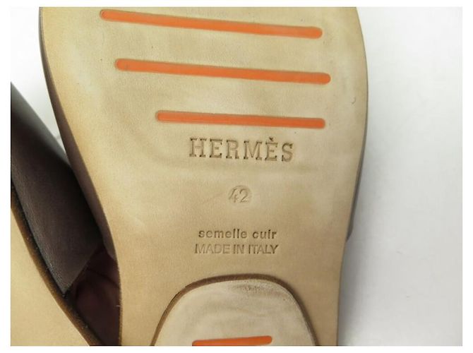 Hermès SCARPE TRAFORATE LOGO H HERMES 42 SCARPE TRAFORATE MULES SANDALI Marrone - vista 4