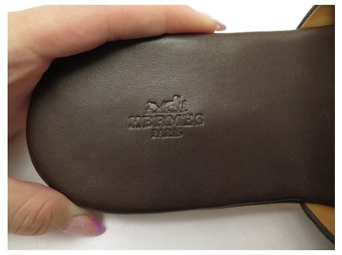 Hermès SCARPE TRAFORATE LOGO H HERMES 42 SCARPE TRAFORATE MULES SANDALI Marrone - vista 5