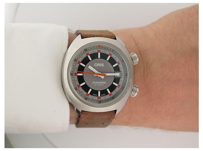 NOVO RELÓGIO DE DATA ORIS CHRONORIS 7737 Cronógrafo 39 RELÓGIO AUTOMÁTICO MM Prata - vista 15