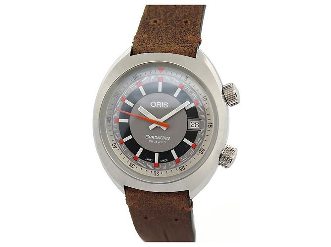 NOVO RELÓGIO DE DATA ORIS CHRONORIS 7737 Cronógrafo 39 RELÓGIO AUTOMÁTICO MM Prata - vista 2