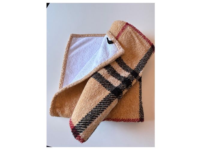 Drap éponge Burberry Check en coton noir beige - vue 11