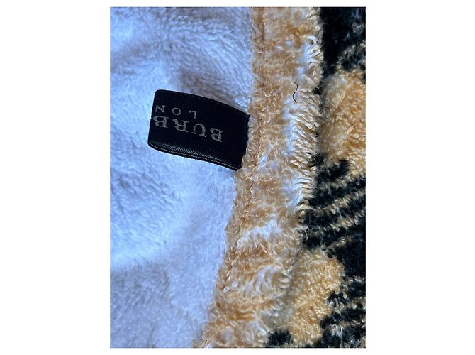 Drap éponge Burberry Check en coton noir beige - vue 6