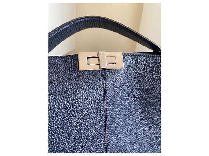 Borsa Fendi Peekaboo ISeeU blu in pelle - vista 10