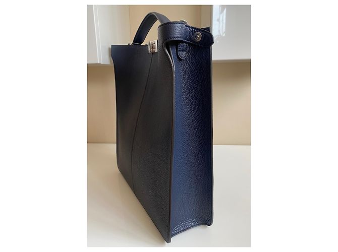Borsa Fendi Peekaboo ISeeU blu in pelle - vista 11
