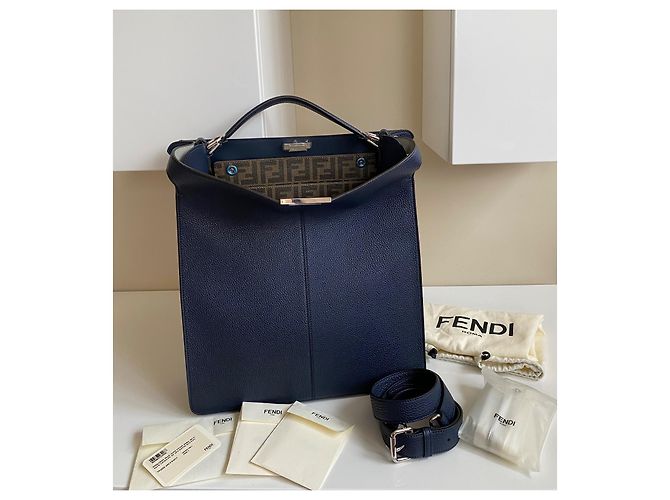 Borsa Fendi Peekaboo ISeeU blu in pelle - vista 2