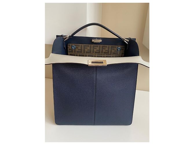 Borsa Fendi Peekaboo ISeeU blu in pelle - vista 3