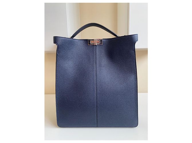 Borsa Fendi Peekaboo ISeeU blu in pelle - vista 6