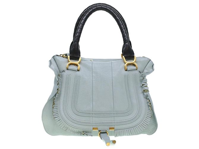 Chloé Borsa a mano Chloe Mercy in pelle blu 04125665-30 Auth yk6792 - vista 13