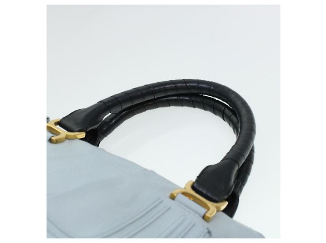 Chloé Borsa a mano Chloe Mercy in pelle blu 04125665-30 Auth yk6792 - vista 14