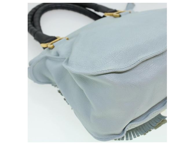 Chloé Borsa a mano Chloe Mercy in pelle blu 04125665-30 Auth yk6792 - vista 17