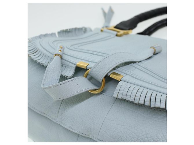Chloé Borsa a mano Chloe Mercy in pelle blu 04125665-30 Auth yk6792 - vista 18
