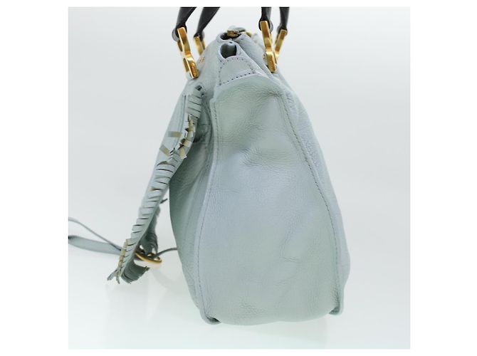 Chloé Borsa a mano Chloe Mercy in pelle blu 04125665-30 Auth yk6792 - vista 3