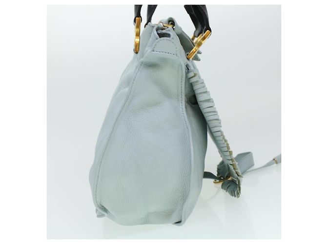 Chloé Borsa a mano Chloe Mercy in pelle blu 04125665-30 Auth yk6792 - vista 4