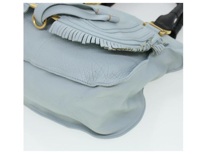 Chloé Borsa a mano Chloe Mercy in pelle blu 04125665-30 Auth yk6792 - vista 8