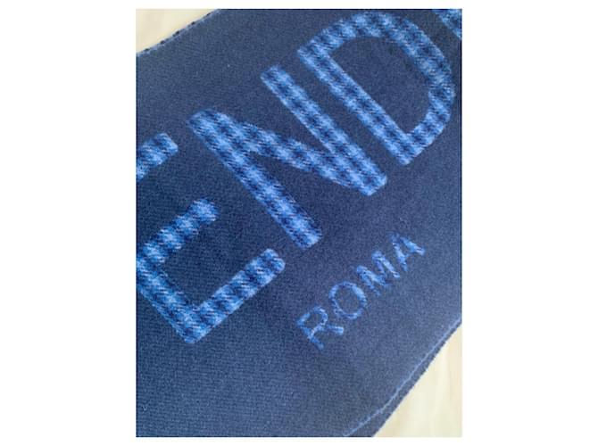 Fendi E Herod Schal aus Wolle navy blau wendbar Marineblau - Ansicht 3