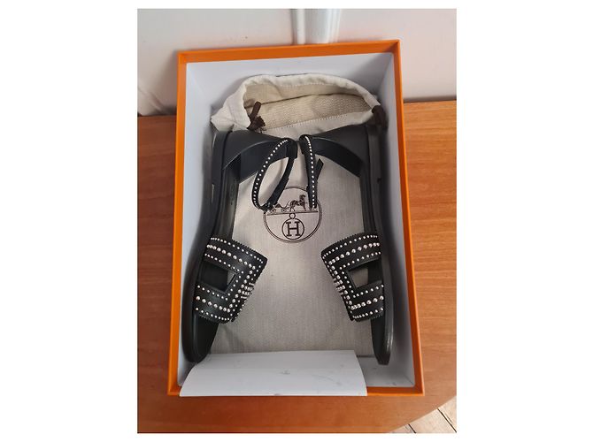 Hermès Santorini Sandalen schwarzes Wildleder Größe 36 - Ansicht 8