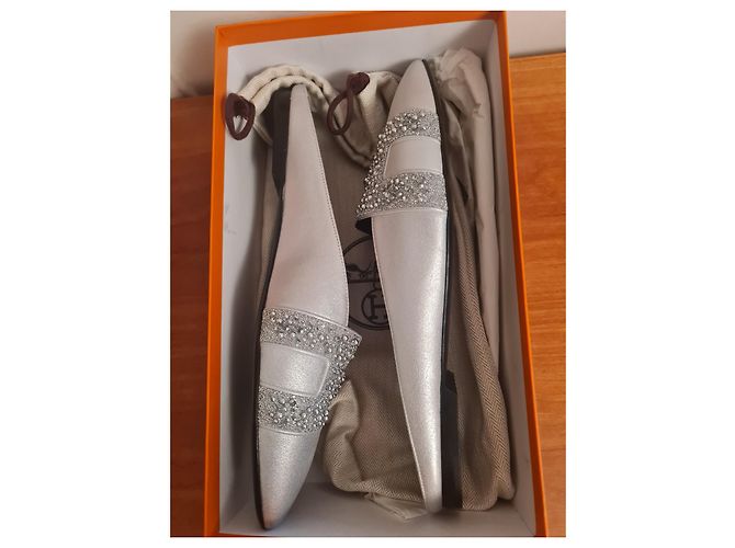 Hermès Roxane Leder Mules Grau - Ansicht 4