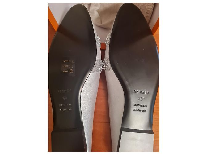 Hermès Roxane Leder Mules Grau - Ansicht 6