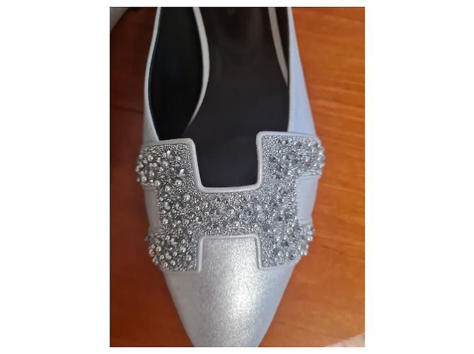 Hermès Roxane Leder Mules Grau - Ansicht 7