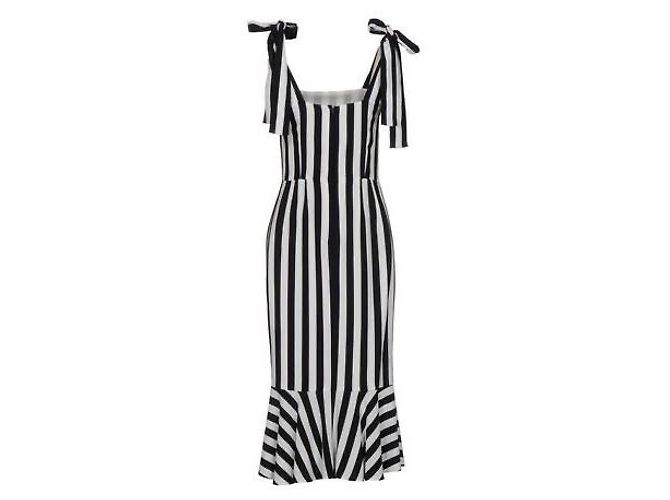 Dolce & Gabbana Gestreiftes Midi Kleid Schwarz Weiß - Ansicht 2