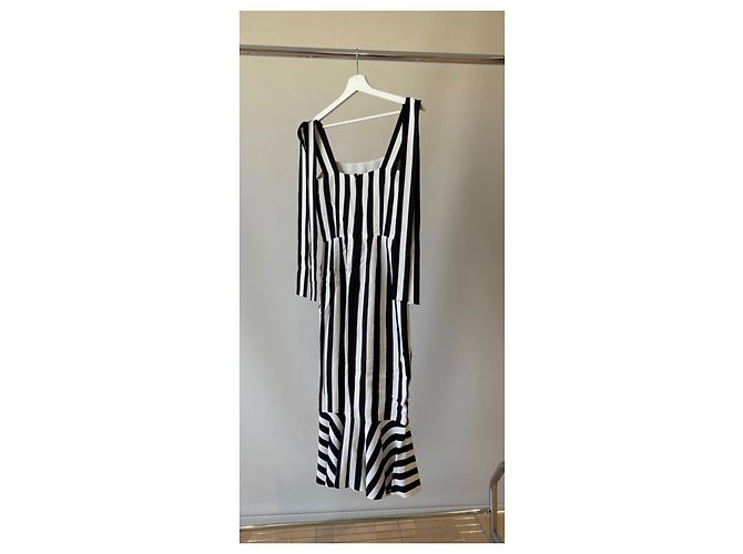 Dolce & Gabbana Gestreiftes Midi Kleid Schwarz Weiß - Ansicht 3
