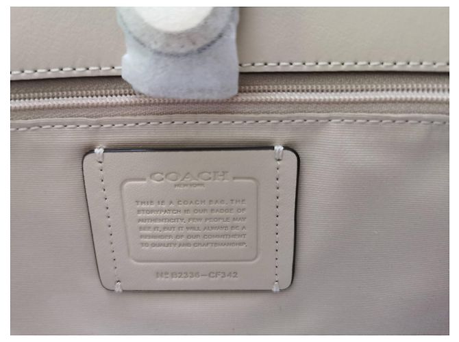 Borsa Shopping Coach in Tela Stampata e Pelle Beige e Marrone Gold hardware - vista 17