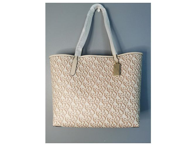 Borsa Shopping Coach in Tela Stampata e Pelle Beige e Marrone Gold hardware - vista 7