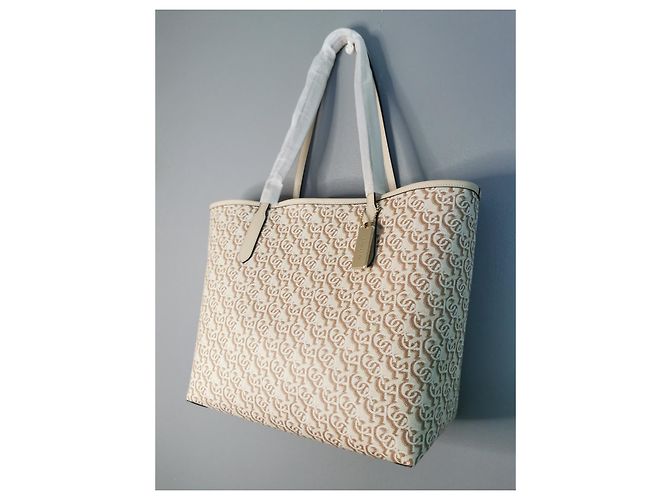 Borsa Shopping Coach in Tela Stampata e Pelle Beige e Marrone Gold hardware - vista 9