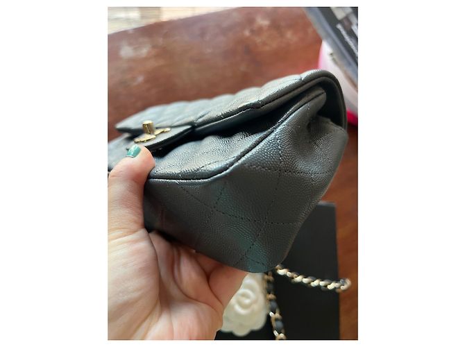Chanel Mini Timeless Borsa in pelle granulata blu - vista 14