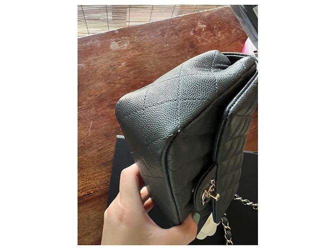 Chanel Mini Timeless Borsa in pelle granulata blu - vista 16