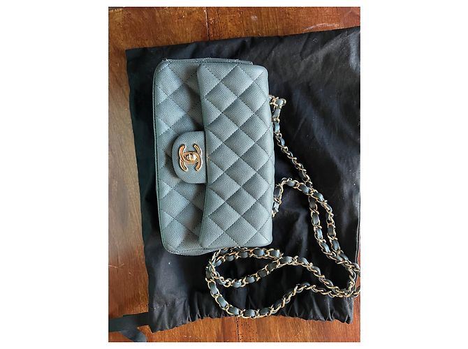 Chanel Mini Timeless Borsa in pelle granulata blu - vista 2