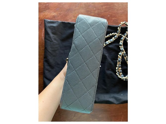 Chanel Mini Timeless Borsa in pelle granulata blu - vista 4