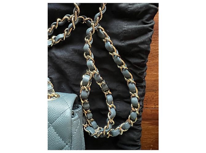Chanel Mini Timeless Borsa in pelle granulata blu - vista 6
