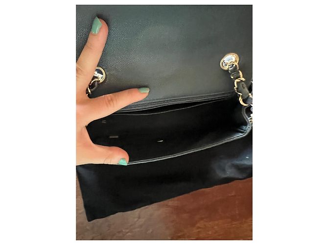 Chanel Mini Timeless Borsa in pelle granulata blu - vista 7