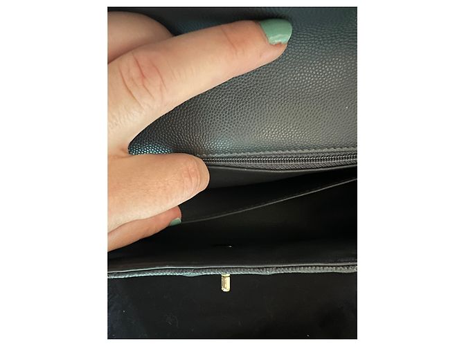 Chanel Mini Timeless Borsa in pelle granulata blu - vista 9