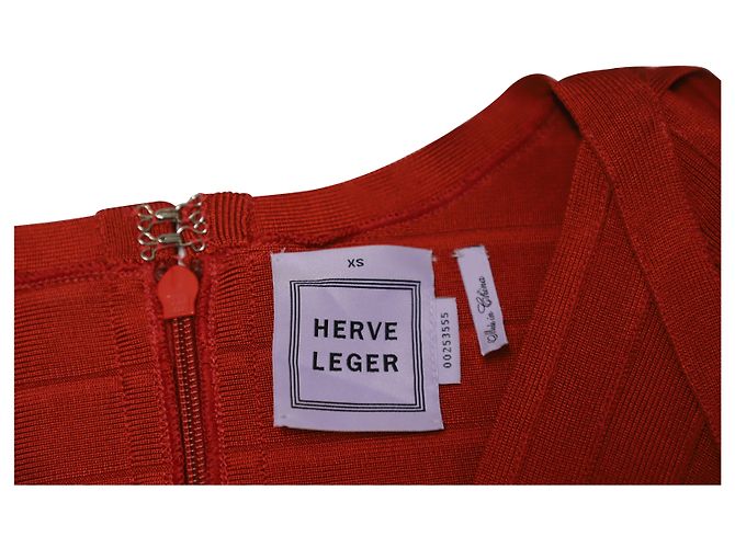 Herve Leger con scollo a V vestito dalla fasciatura in rayon rosso - vista 7
