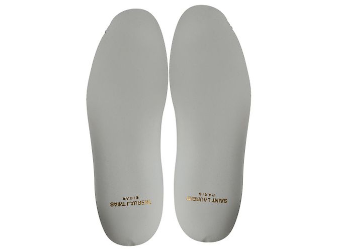 Tênis clássico Saint Laurent Lips Court em couro branco - vista 8