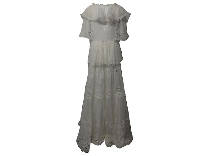 Alberta Ferretti Vestido maxi em camadas em seda branca - vista 2
